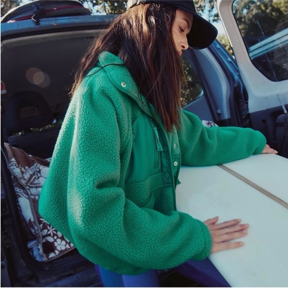 Free People Movement Hit the Slopes Fleece Jacket in Green Size Small - Picture 3 of 9